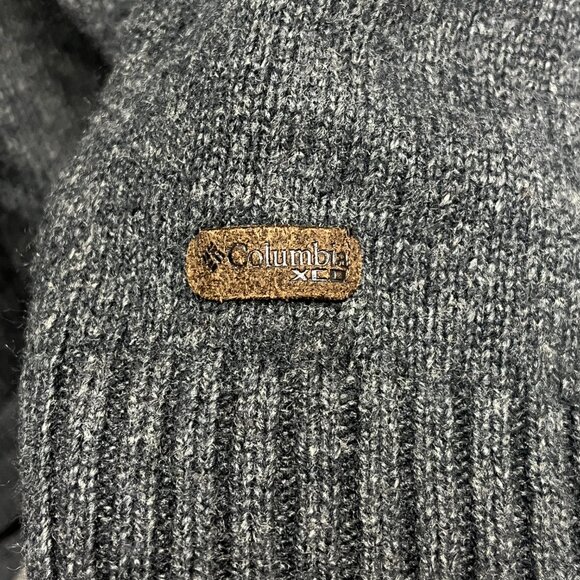 Columbia XCQ Men's Large Gray Orange Red Striped Mock 1/4 Zip Sweater Pullover - Picture 6 of 8